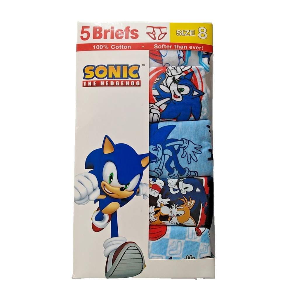 Boys Underwear Sonic The Hedgehog Pack of 5 Briefs Size 8 Multicolor Sega